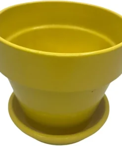 Lemon Ceramic Pot with Saucer & Felt Feet - 4" x 3.5" - Garden Accessory - Image 1