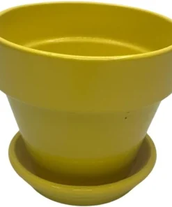 Lemon Ceramic Pot with Saucer & Felt Feet - 4