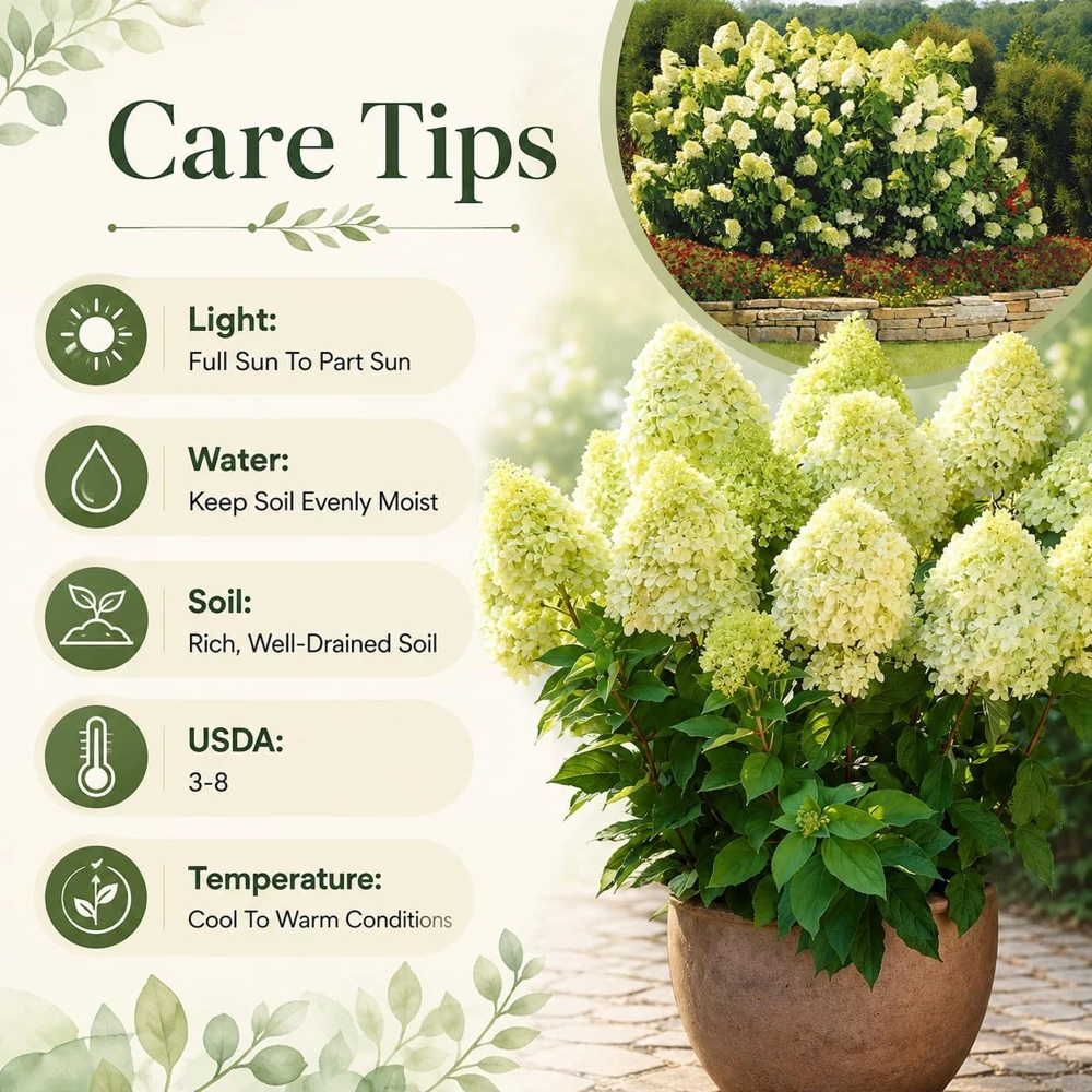Limelight Hydrangea Tree Live Plant - 5-10 Inch Tall, Lime-Green Blooms, 2.5-Inch Pot - Image 4