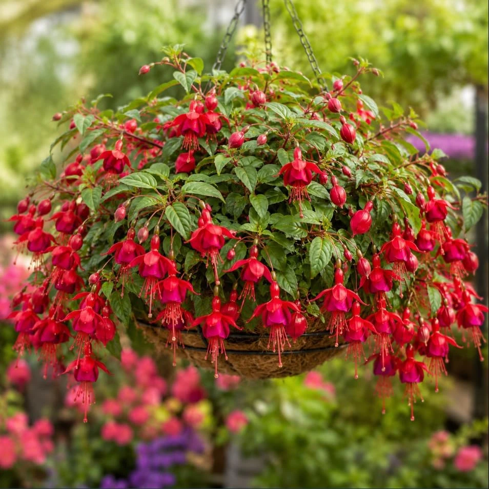 Marinka Fuchsia Live Plant – Red Trailing Flowers – 4-6 inch Tall – 5 Inch Pot – Outdoor - Image 6