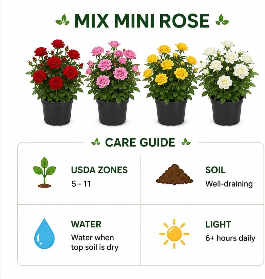 Mini Rose Live Plant - Random Color, 4-6 Inches Tall in 4 Inch Pot for Indoor/Outdoor - Image 4