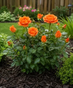 Miniature Orange Rose Live Plant - 4 Inch Pot, 4-6