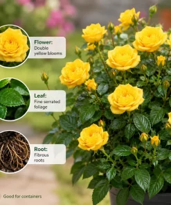 Miniature Yellow Rose Live Plant - 4 Inch Pot, 4-6 Inches Tall, Outdoor Flowering Shrub - Image 8