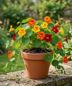 Nasturtium Live Plants - Annual Flowering Vines, 2-Pack, 4-6 Inch Tall in 4 Inch Pot for Outdoor Planting - Image 3