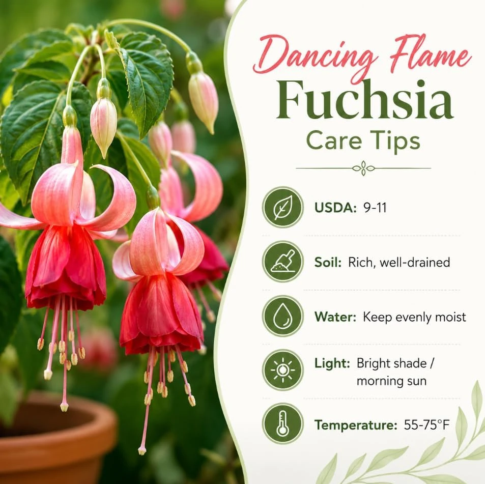 Orange Red Fuchsia Live Plant - 4-6 inch Tall, 5 Inch Pot - Indoor/Outdoor - Image 4