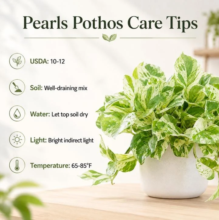 Pearls Pothos Live Plant - 4 Inch Pot, Variegated Indoor Trailing Houseplant - Image 6