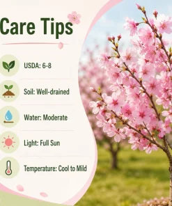 Pink Cherry Blossom Tree Live Plant - 5-10 Inch, 2.5