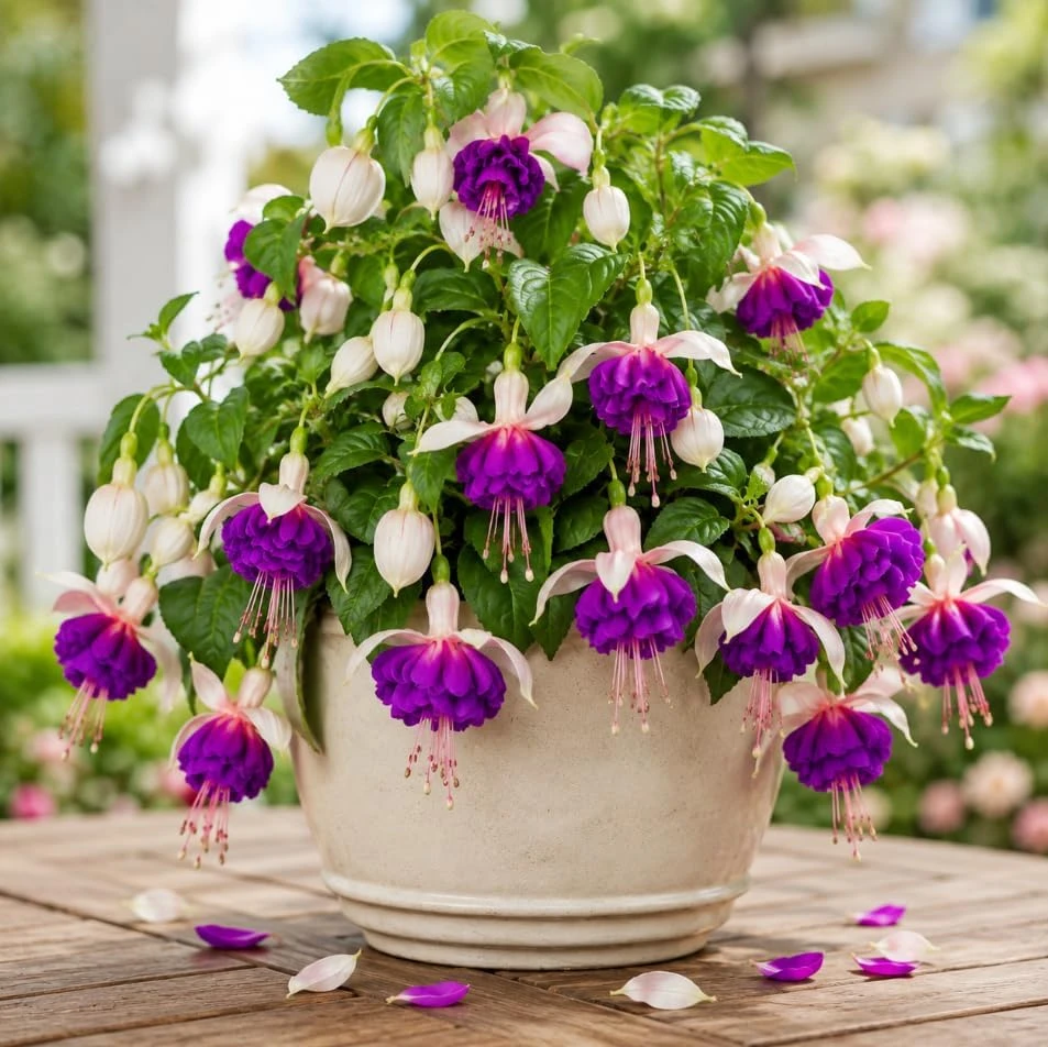 Pink Purple Fuchsia Live Plant – Bi-Color Flowers – 4-6 inch Tall – 5 inch Pot – Indoor/Outdoor - Image 5