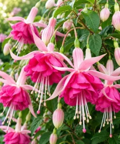 Pink Rosella Fuchsia Live Plant - Double Pink Flowers, 4-6in Tall, 5in Pot - Image 3