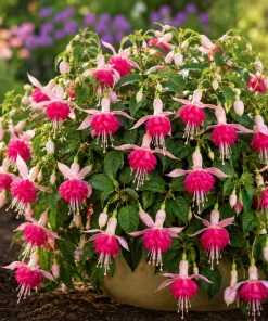 Pink Rosella Fuchsia Live Plant - Double Pink Flowers, 4-6in Tall, 5in Pot - Image 7