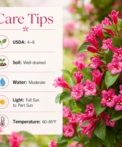 Pink Weigela Live Plant - Blooming Shrub, 6-12 Inch Tall, Quart Pot, Outdoor - Image 4