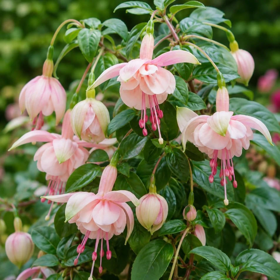 Pink White Fuchsia Live Plant - 4-6 inch Tall, 5 inch Pot, Outdoor Flowering Plant - Image 1
