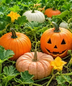 Pumpkin Plants Live - Set of 2 Seedlings for Garden - 2-4 Inch Tall - Image 1