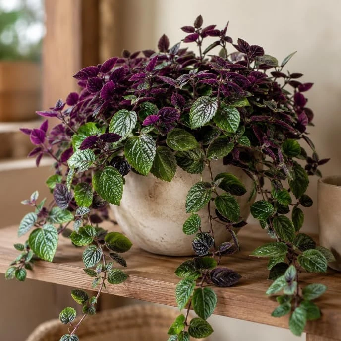 Purple Swedish Ivy Live Plant, 2 Plants in 4-Inch Pot, 3-6 Inch Tall Trailing Houseplant - Image 1