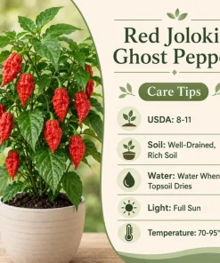 Red Bhut Jolokia Ghost Pepper Live Plant - 2 Pack, 3-5 Inch Seedlings for Patio & Garden - Image 3