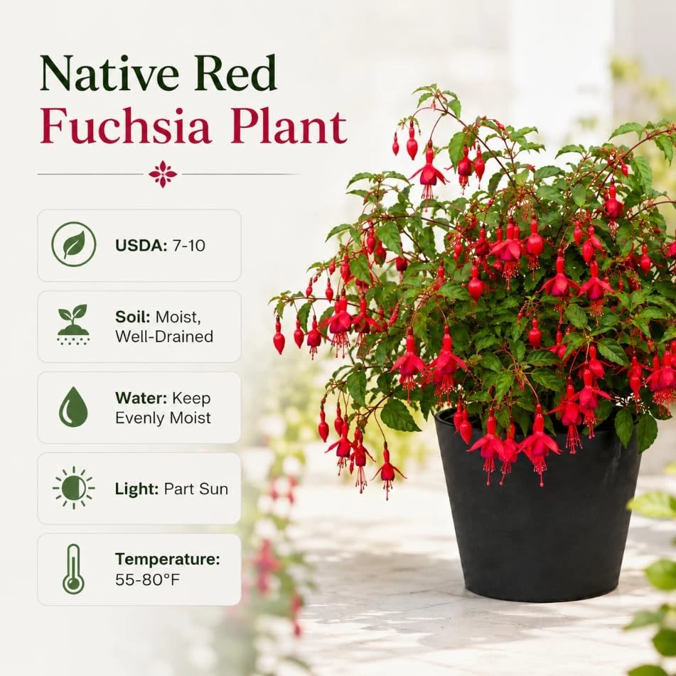 Red Fuchsia Live Plant – 4-6 inch Tall – 5 Inch Pot – Outdoor Flower - Image 4