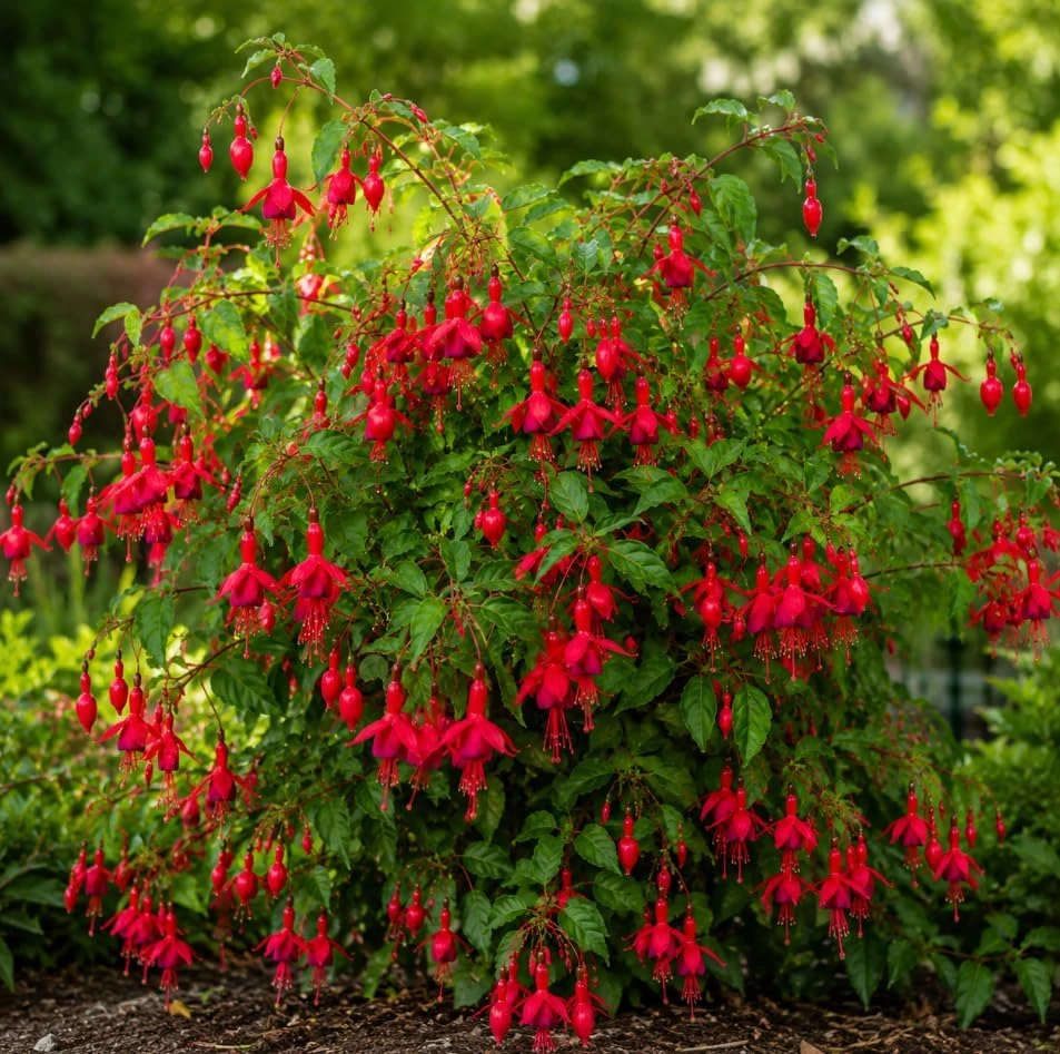 Red Fuchsia Live Plant – 4-6 inch Tall – 5 Inch Pot – Outdoor Flower - Image 5