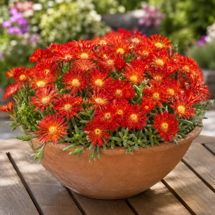 Red Ice Plants Live (2 Pots) - 3-6 Inch Tall Succulent Ground Cover, Bright Red Flowers, 4 Inch Pot, Perennial Outdoor - Image 2