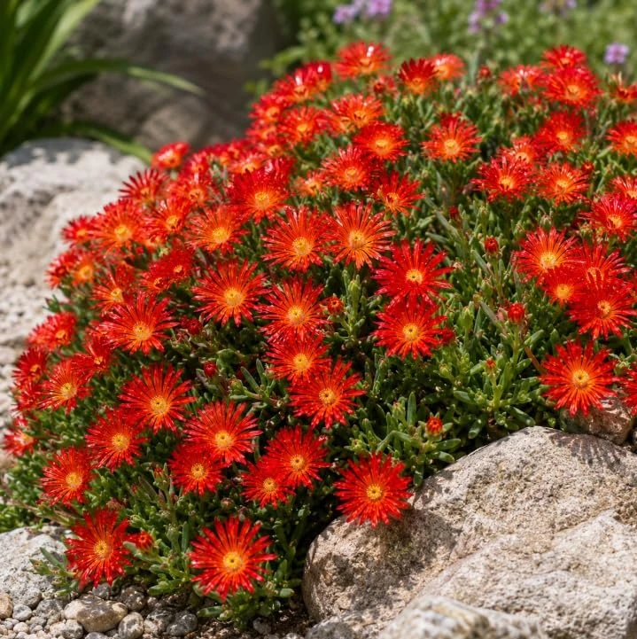 Red Ice Plants Live (2 Pots) - 3-6 Inch Tall Succulent Ground Cover, Bright Red Flowers, 4 Inch Pot, Perennial Outdoor - Image 5