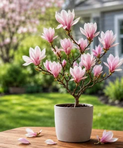 Saucer Magnolia Live Plant – Fragrant Pink/White Flowers, 5-10 Inch Tall, 2.5 Inch Pot - Image 1