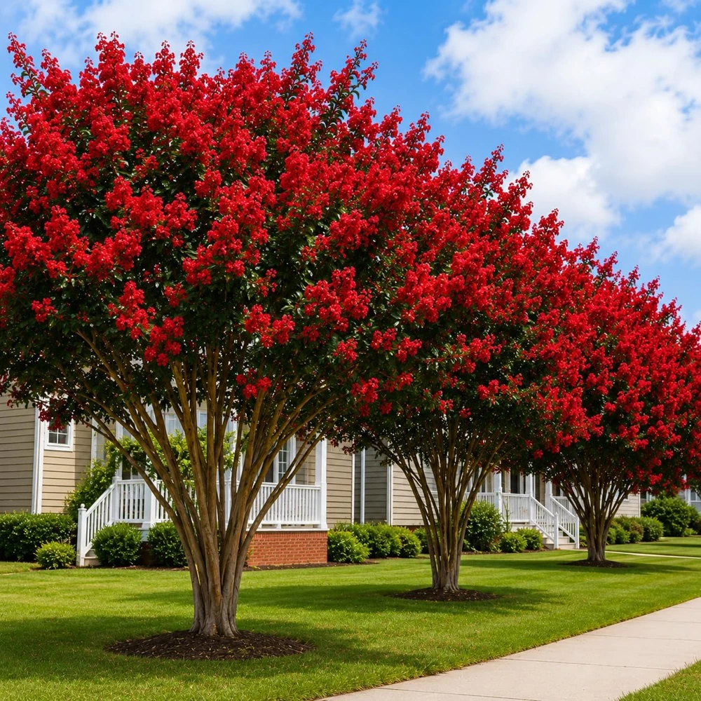 Scarlet Red Crape Myrtle Live Plant - 14-20" Tall, Gallon Pot, Fast Growing Flowering Shrub, Outdoor - Image 1