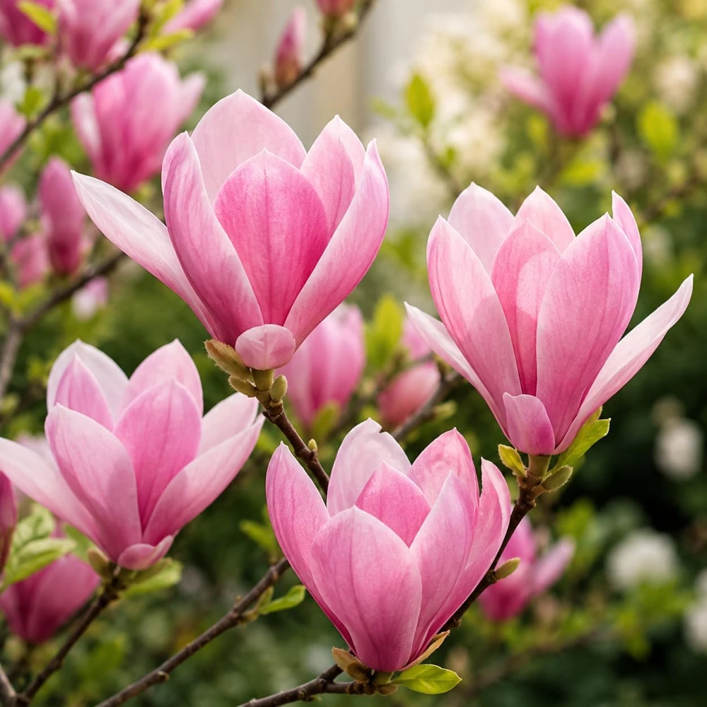 Set of 2 Jane Magnolia Live Plants, Pink Fragrant Bush Flowers, 5-10 Inch Tall, 2.5 Inch Pot - Image 1