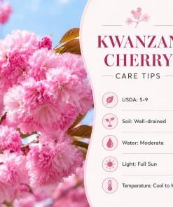 Set of 2 Kwanzan Cherry Live Plants, 2.5 Inch Pot, Cherry Blossom Tree, Outdoor - Image 5