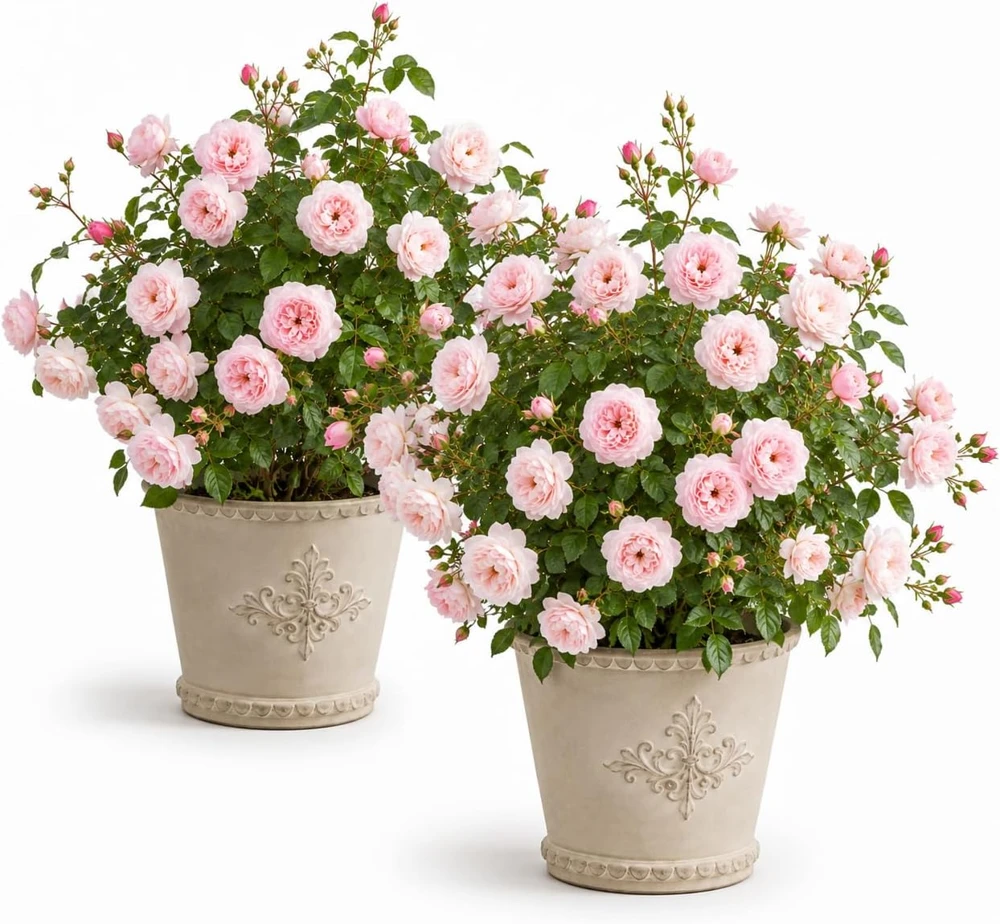 Set of 2 Light Pink Climbing Rose Plants – Fragrant Perennial Bush, 2-4 Inch Tall, Outdoor - Image 1