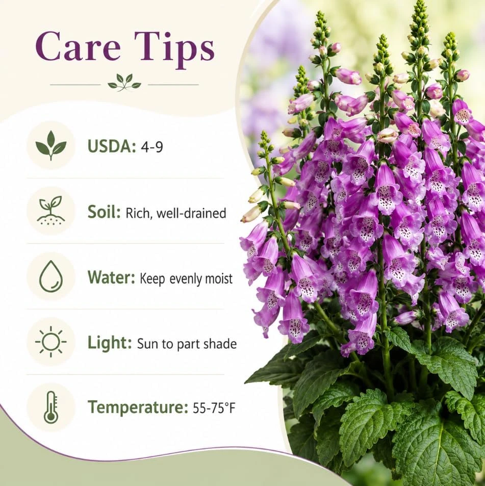 Set of 2 Purple Foxglove Live Plants - Hardy Perennial Flowers, 2-4" Tall, 3" Pot - Image 5