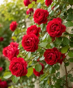 Set of 2 Red Climbing Rose Live Plants - Fragrant Perennial Flowers for Garden, 2-4 Inch Tall - Image 3