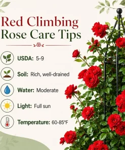 Set of 2 Red Climbing Rose Live Plants - Fragrant Perennial Flowers for Garden, 2-4 Inch Tall - Image 5