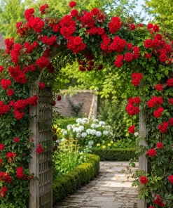 Set of 2 Red Climbing Rose Live Plants - Fragrant Perennial Flowers for Garden, 2-4 Inch Tall - Image 6