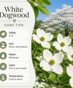 Set of 2 White Dogwood Live Plants, 6-12 Inch Tall, Quart Pot, Outdoor Ornamental Tree - Image 5