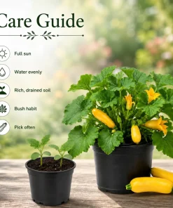 Set of 2 Yellow Summer Squash Live Plants - 4-6 Inch Zucchini Starter Seedlings for Garden - Image 4
