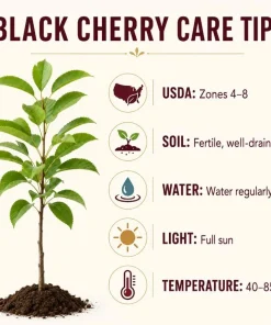 Set of 4 Black Cherry Live Trees, 1-2 ft Tall Bare Root Fruit Plants - Image 4