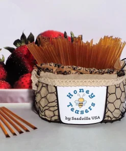 Strawberry Honey Teasers - 5 Pack Natural Honey Snack Sticks Straws - Image 3