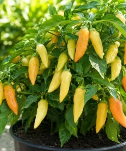 Sugar Rush Peach Pepper Live Plants - 2 Pack, 4-6 Inches Tall Seedlings for Home Garden - Image 2
