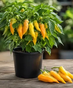 Sugar Rush Peach Pepper Live Plants - 2 Pack, 4-6 Inches Tall Seedlings for Home Garden - Image 1