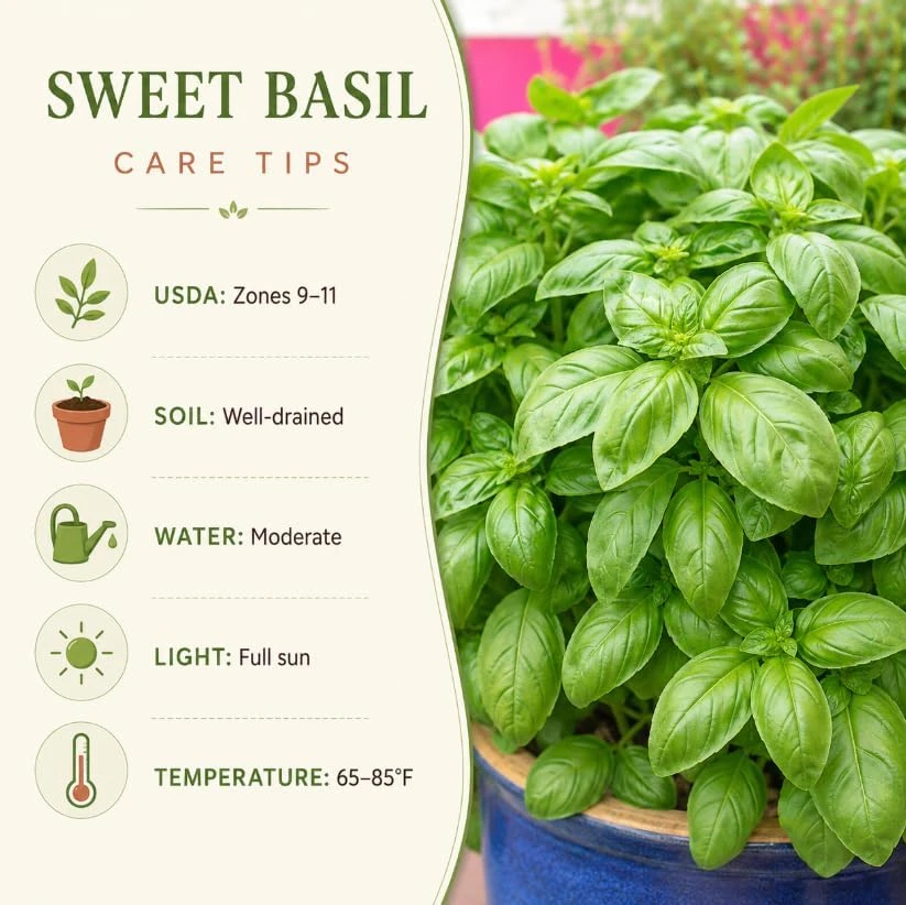 Sweet Basil Live Plant – 4 Inch Pot, 2 Plants, 3-5 Inches Tall – Culinary Herb for Indoor & Outdoor - Image 5