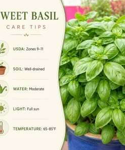 Sweet Basil Live Plants - 7-10 Seedlings, 4 Inch Pot, 3-5 Inches Tall, Culinary Herb, Indoor/Outdoor - Image 5