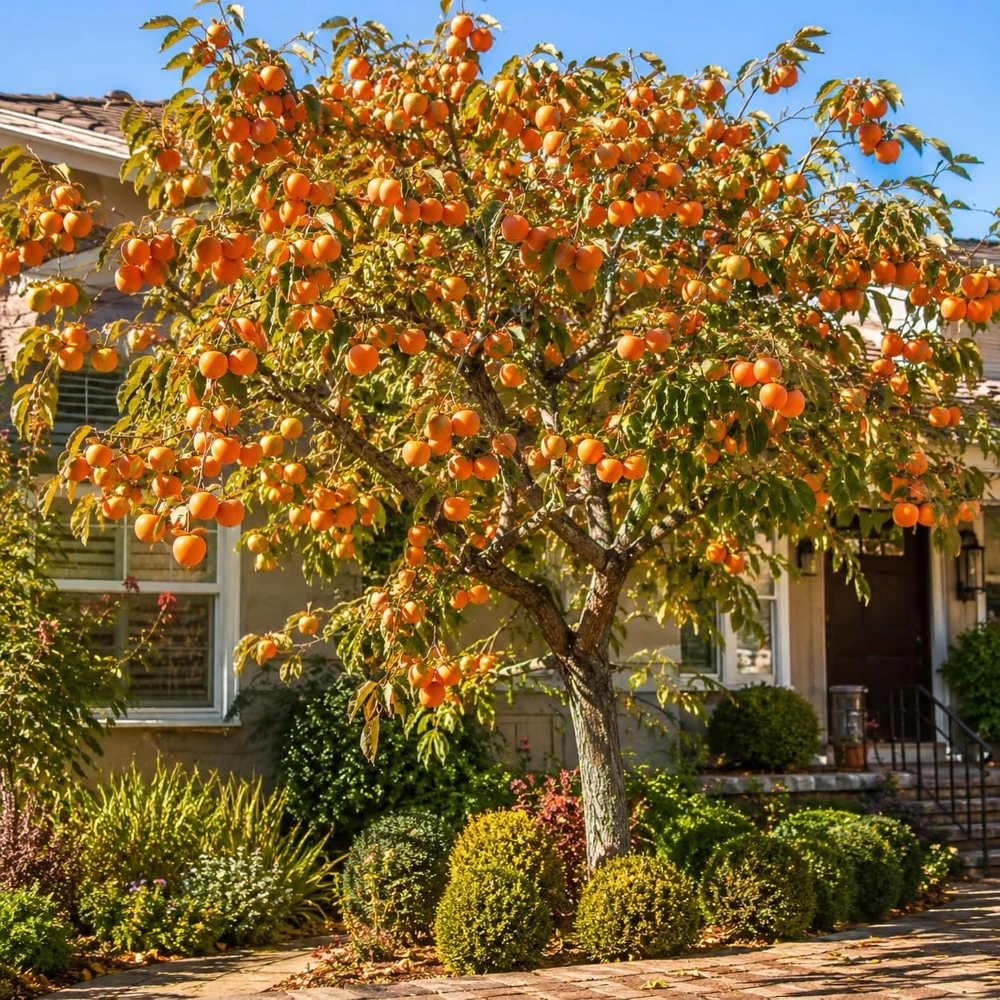 Sweet Persimmon Tree Live Plant, 6-12 Inch Tall, Quart Pot, Fruit Tree for Planting, Dormant - Image 1