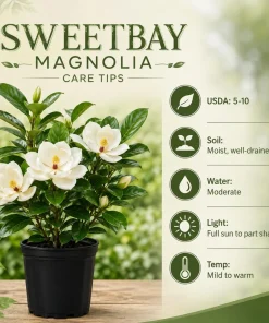 Sweetbay Magnolia Live Plant – Fragrant White Flowers – 6-12 Inch Tall – Quart Pot – Outdoor Tree - Image 4