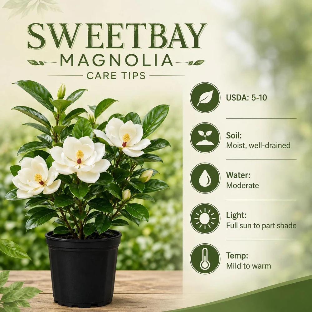 Sweetbay Magnolia Live Plant – Fragrant White Flowers – 6-12 Inch Tall – Quart Pot - Image 5