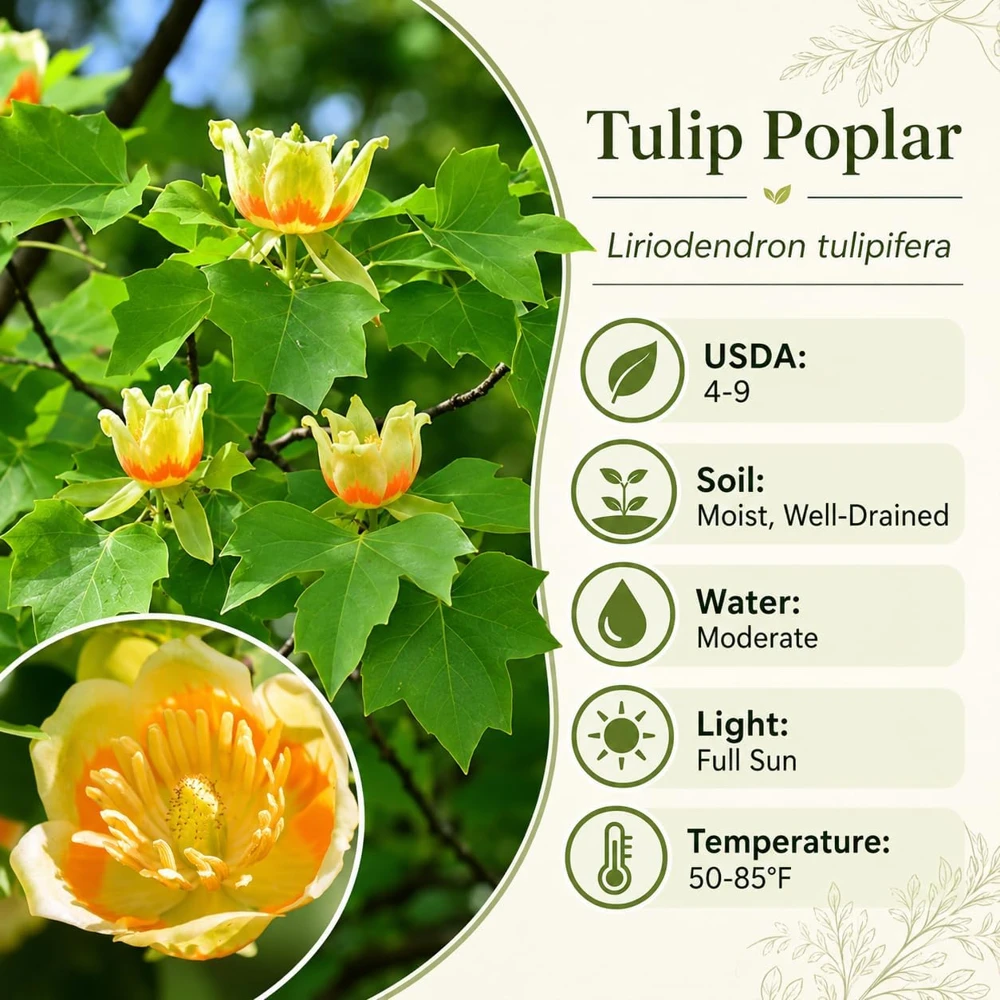 Tulip Poplar Tree Seedling - Yellow Poplar Live Plant, 6-12 Inch Tall, Quart Pot - Image 4