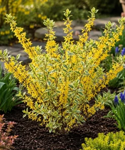 Variegated Forsythia Live Plant - Yellow Spring Flowers, Shrub, 2.5 Inch Pot - Image 5