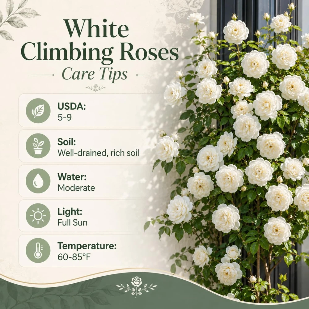 White Climbing Rose Live Plant - Fragrant Perennial Bush, 2-4 Inch Tall - Image 4