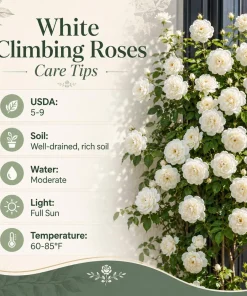 White Climbing Rose Live Plants - Set of 2, Fragrant Perennial, 2-4 Inch Tall - Image 5