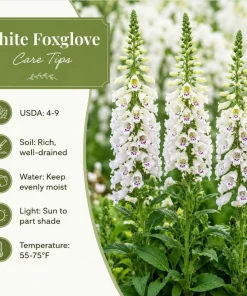 White Foxglove Live Plant, Digitalis Purpurea 'Alba', 2-4 Inch Tall, 3 Inch Pot, Outdoor Perennial - Image 5