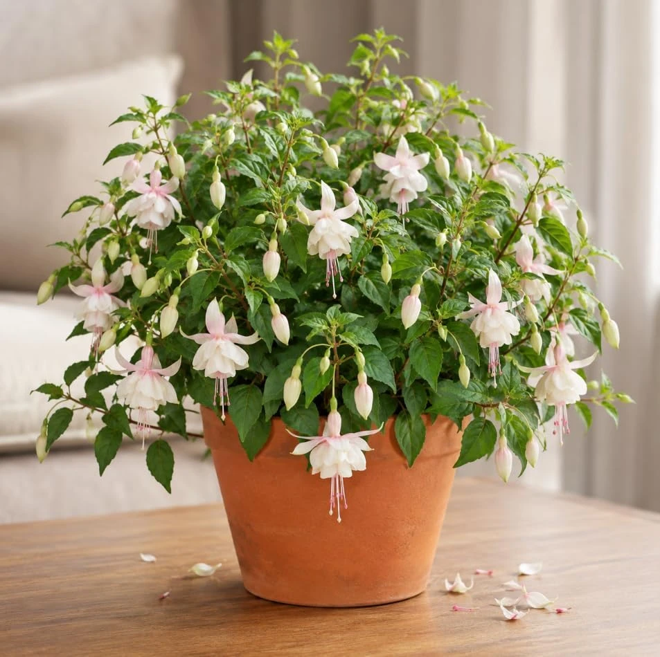 White Fuchsia Live Plant – 4-6 inch Tall, 5 Inch Pot – Outdoor Flowering - Image 1