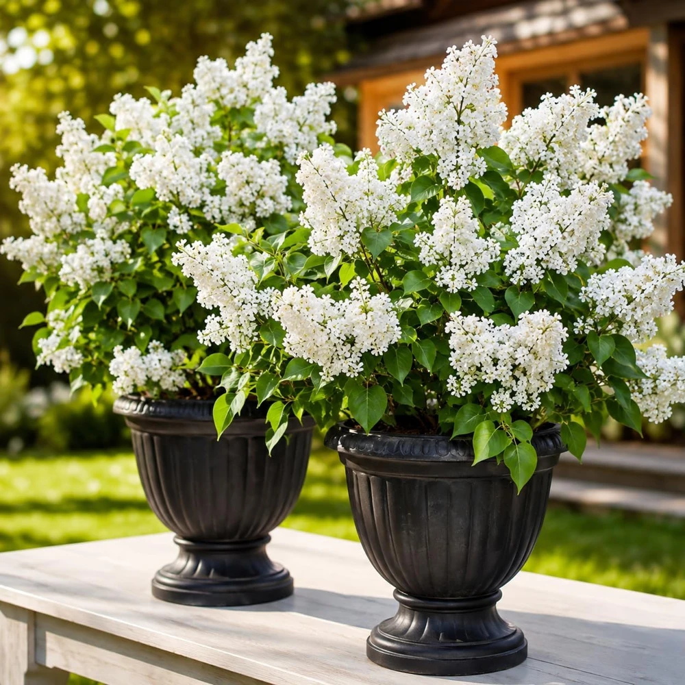 White Lilac Live Plant Set of 2 - Fragrant Flowering Shrubs, 3-5 Inch Tall, 4 Inch Pot Outdoor - Image 1